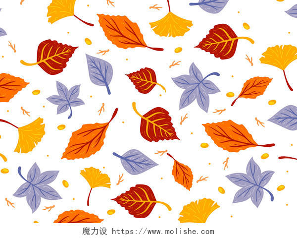九月你好金色手绘秋天元素枫叶树叶背景PNG素材